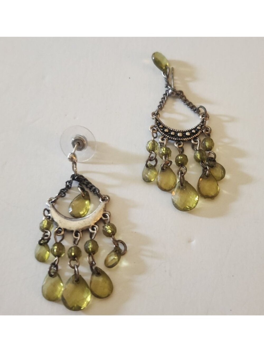 Green Mini Chandelier Dangle Earrings